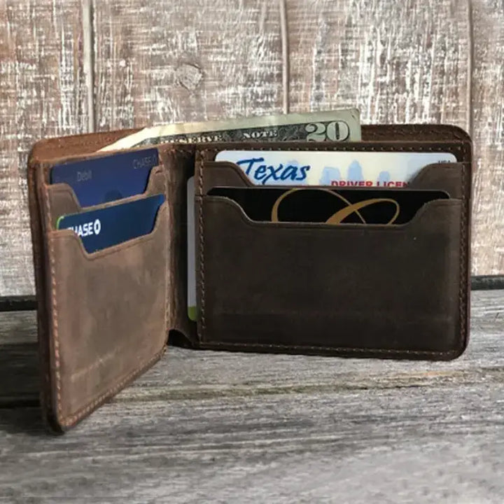 Genuine Leather Bifold Wallet Handmade Wallet for Men Rustic