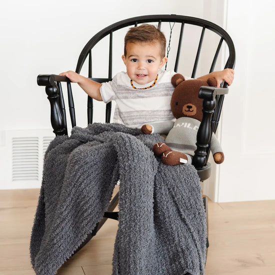 Ribbed Bamboni Receiving Blanket-Charcoal