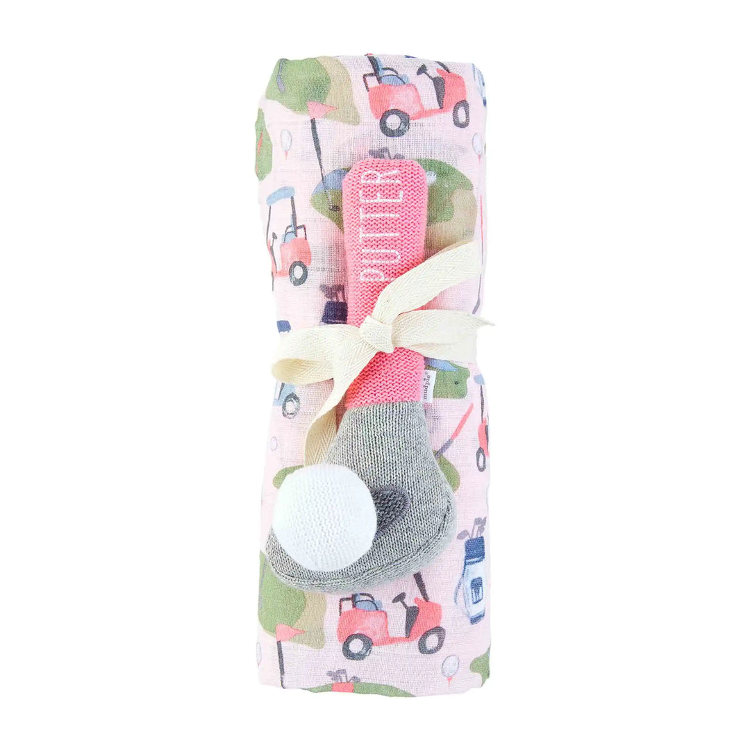 Muslin Swaddle & Rattle Set