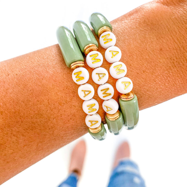 Mama Acrylic Tube Bamboo Bracelets