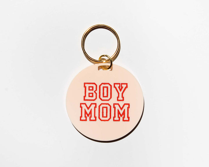 Boy Mom Pastel Circle Acrylic Keychain