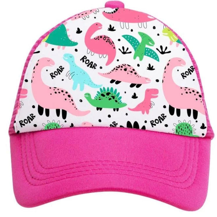 Pink Dino Print Toddler Trucker Hat