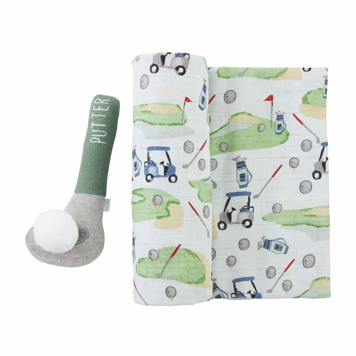 Muslin Swaddle & Rattle Set