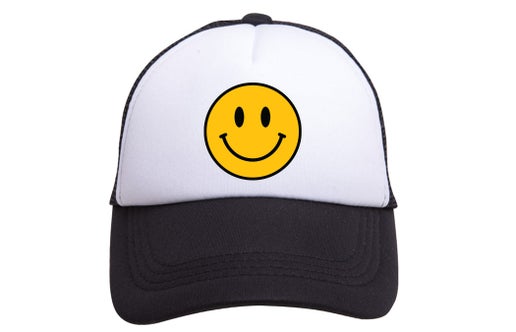 Black Smiley Face Trucker Hat